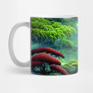 Digital Painting Scene Of a Realistic Jungle and Lake, Nature Scenery Mug